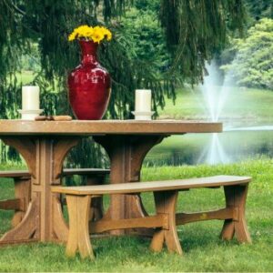 Outdoor Oval Table & Bench Set from Empire State Patio